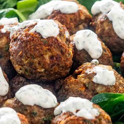 Air Fryer Greek Lamb Meatballs