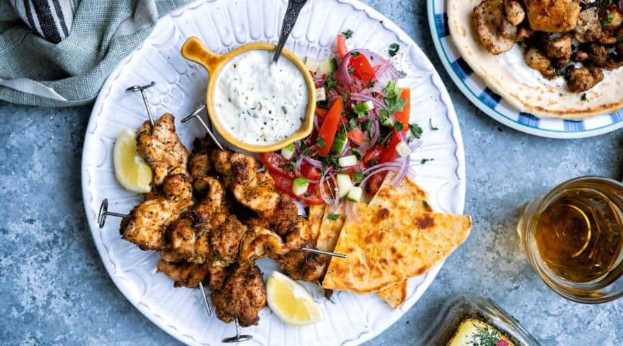 Greek Air Fryer Chicken Souvlaki