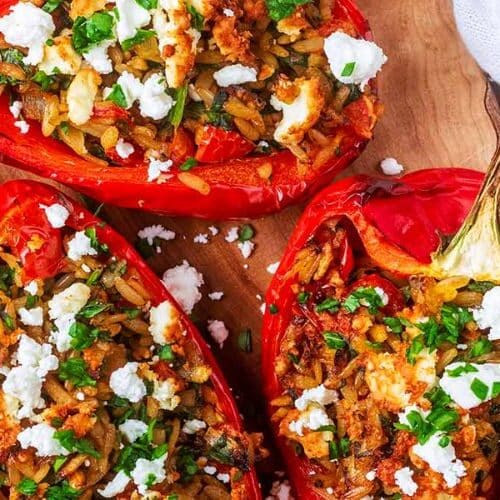 Greek Air Fryer Stuffed Peppers