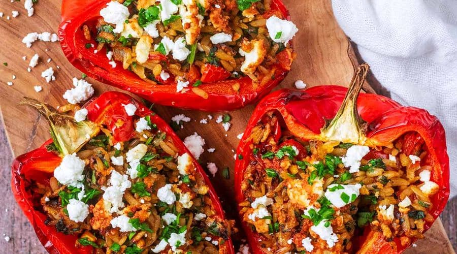 Greek Air Fryer Stuffed Peppers