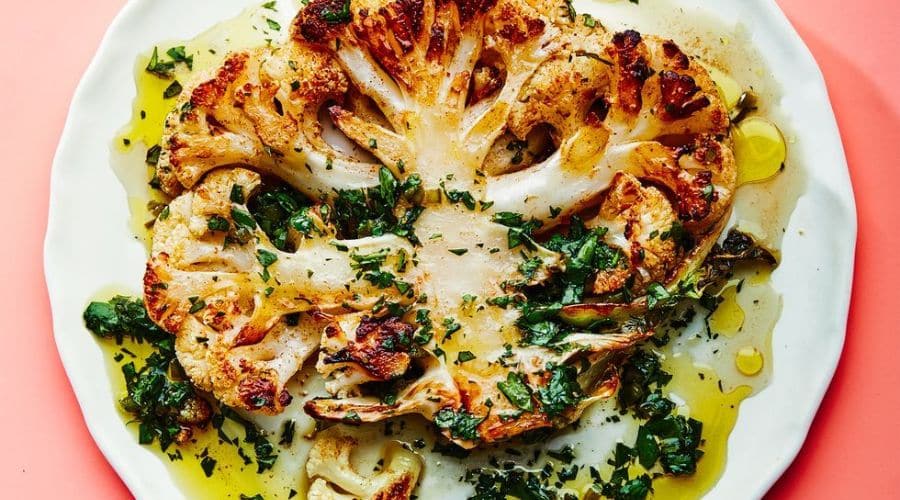 Cauliflower Steaks with Chimichurri Sauce